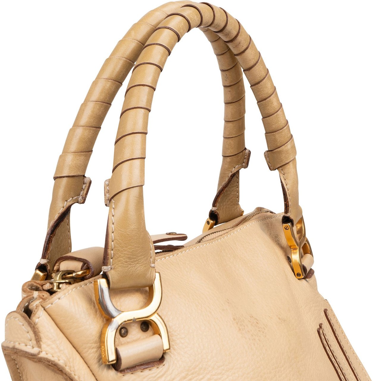 Chloé Grained Leather Marcie Handbag Beige
