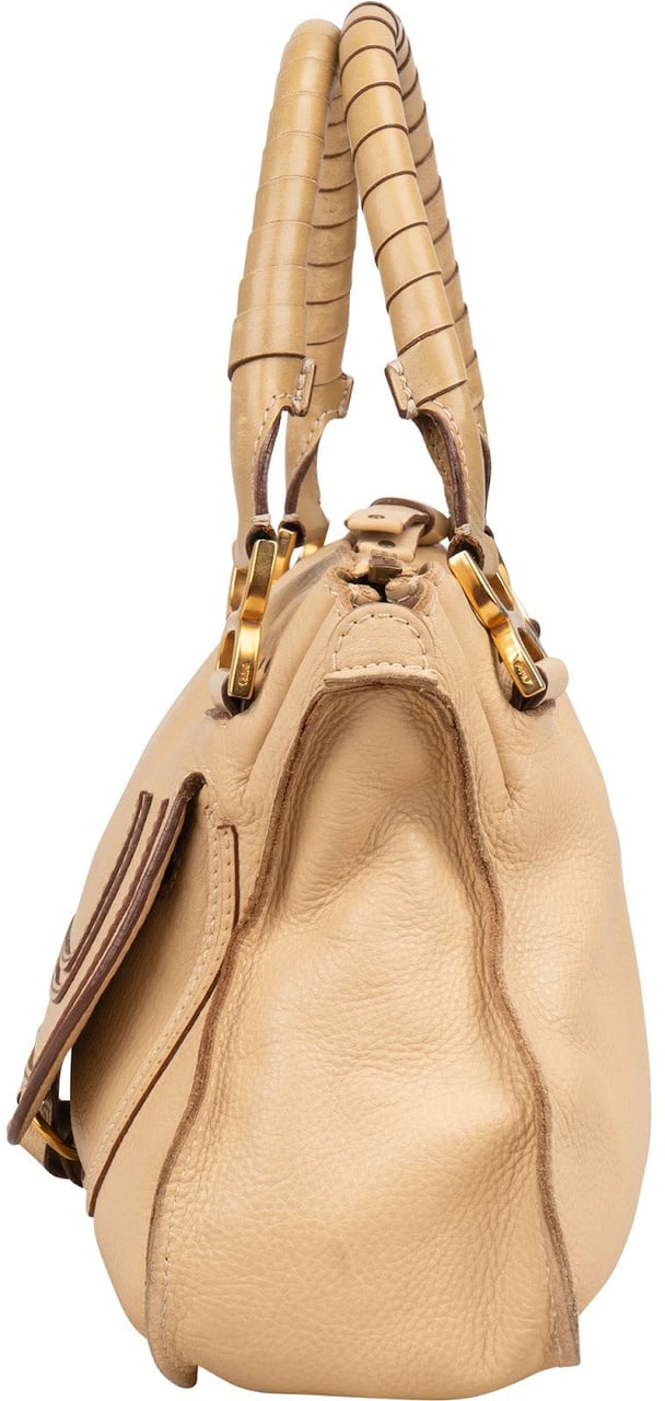 Chloé Grained Leather Marcie Handbag Beige
