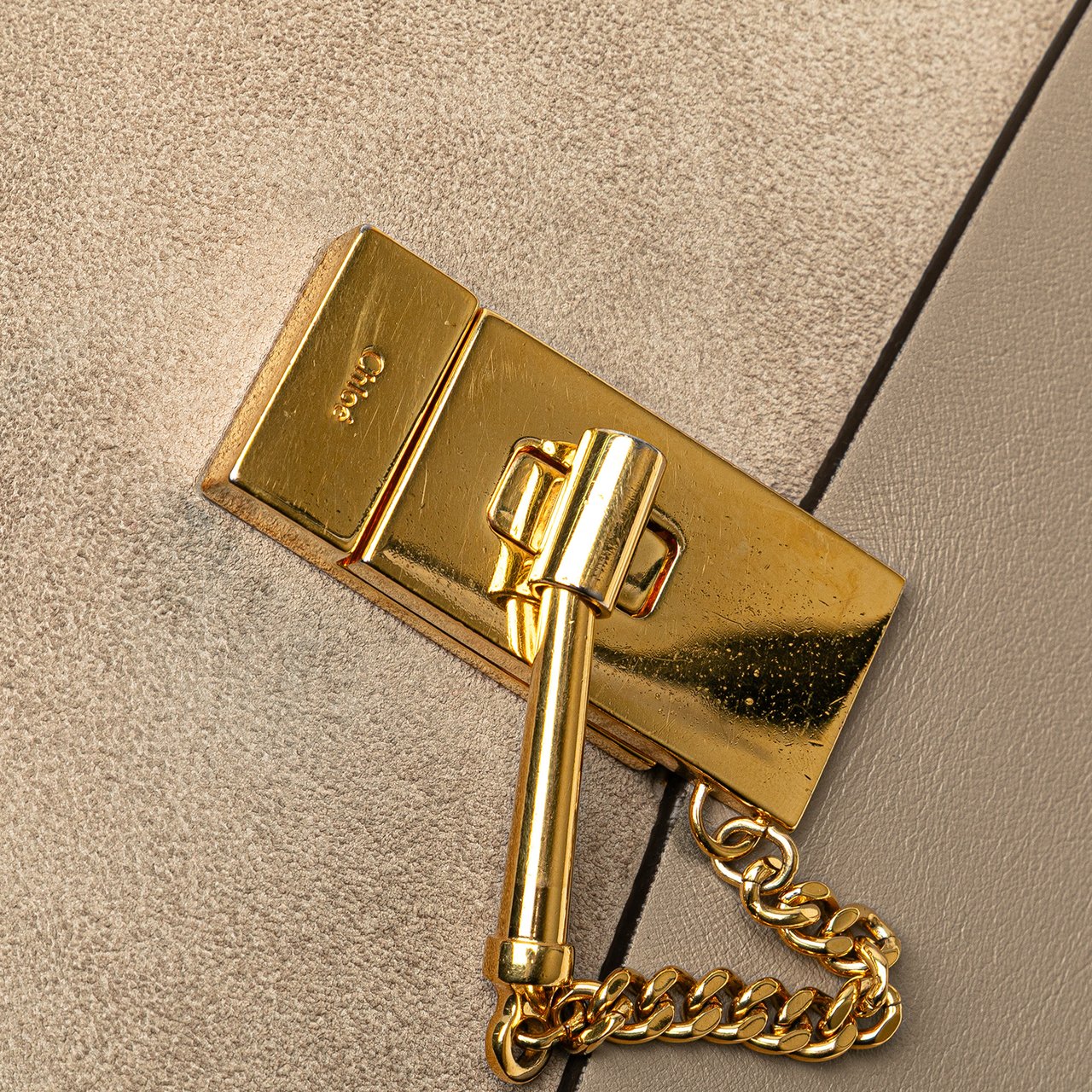 Chloé Small Suede and Calfskin Drew Crossbody Bruin