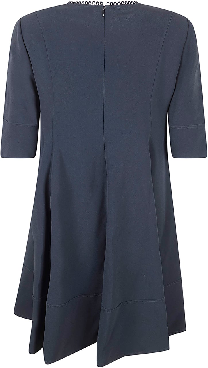 Chloé Fluid A-line Skater Dress with Scalloped Neckline Grijs