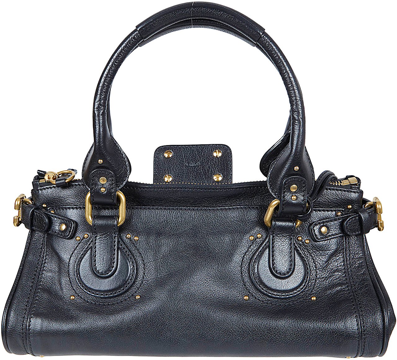 Chloé Smooth Leather Handbag with Gold Accents and Zip Closure Grijs
