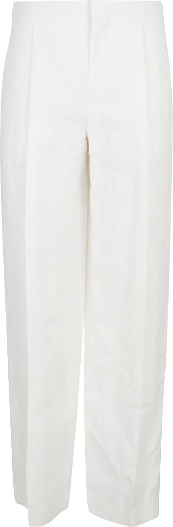 Chloé Relaxed Fit Straight Leg Linen Trousers Wit