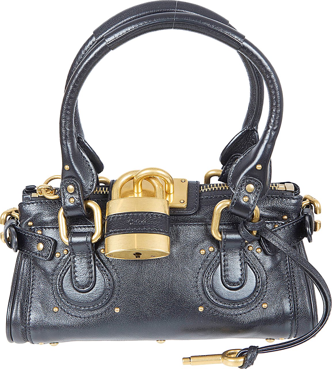 Chloé Cylindrical Structured Handbag in Smooth Leather with Gold-Tone Hardware Grijs