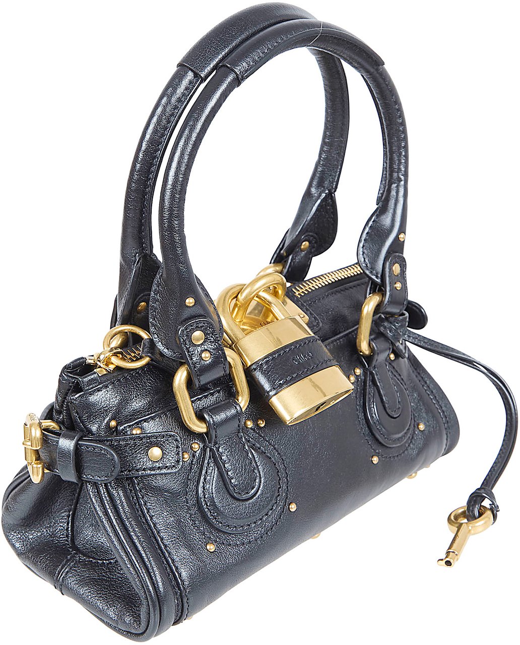 Chloé Cylindrical Structured Handbag in Smooth Leather with Gold-Tone Hardware Grijs