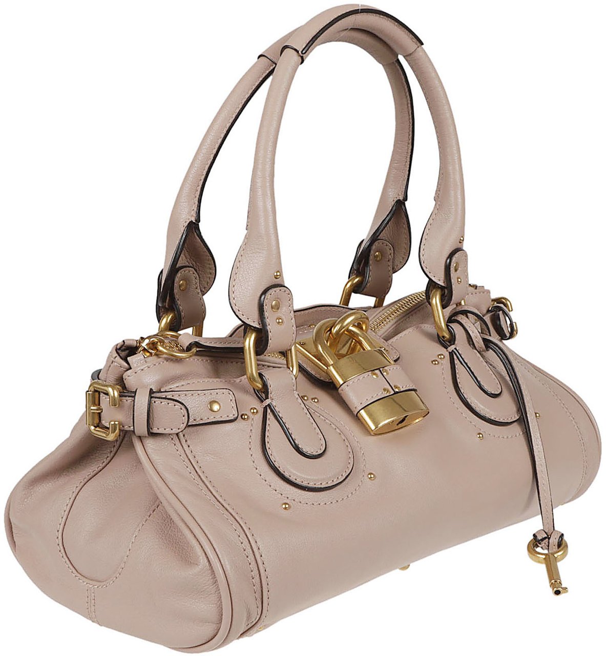 Chloé Granite Buffalo Leather Paddington Handbag with Gold-Tone Accents Neutraal