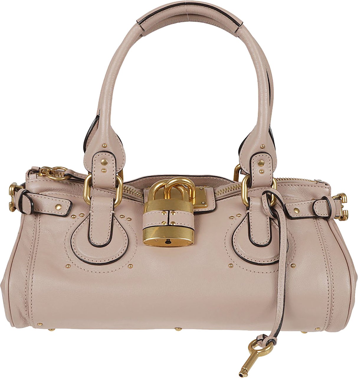 Chloé Granite Buffalo Leather Paddington Handbag with Gold-Tone Accents Neutraal