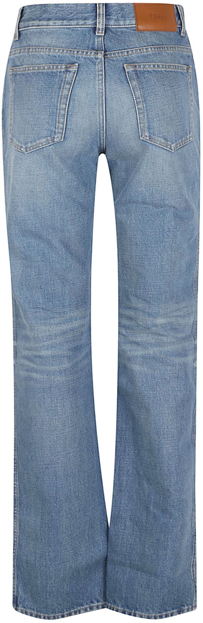 Chloé Medium-Wash Cotton Denim Straight-Leg Jeans Blauw