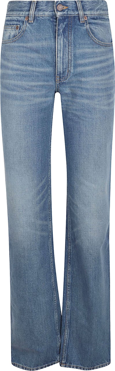 Chloé Medium-Wash Cotton Denim Straight-Leg Jeans Blauw