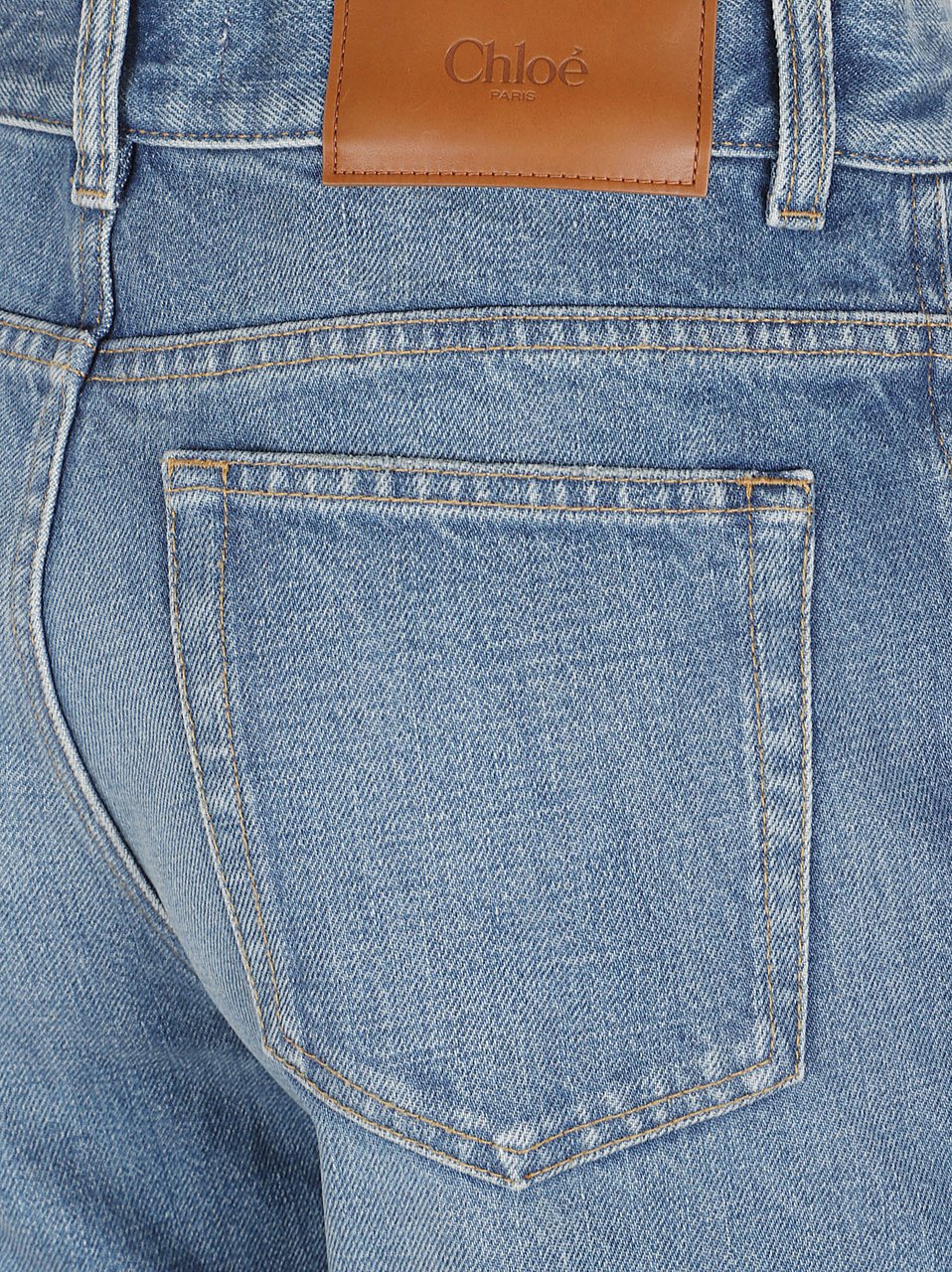 Chloé Medium-Wash Cotton Denim Straight-Leg Jeans Blauw