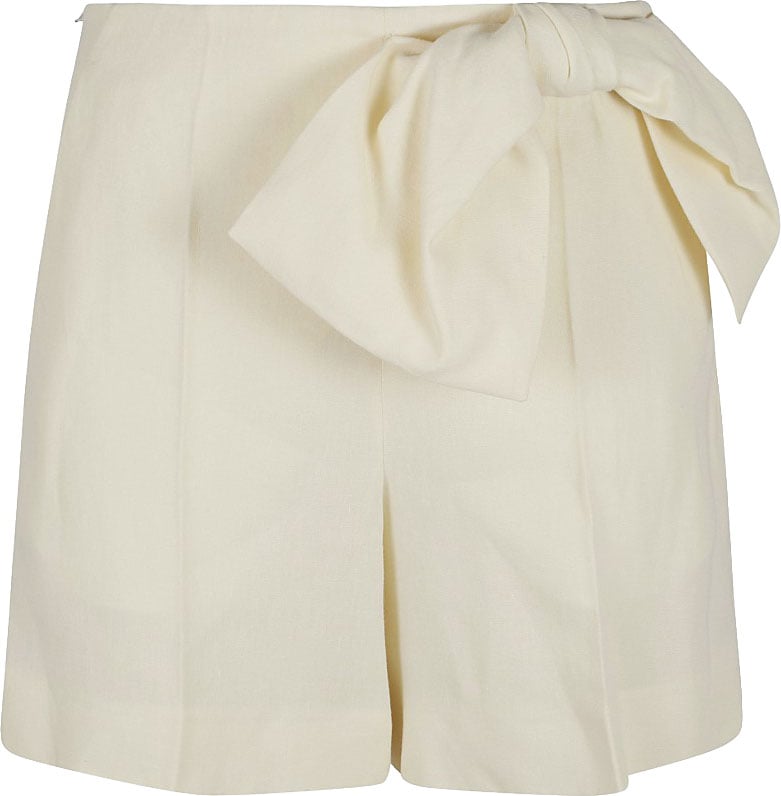 Chloé Tailored Linen Shorts With Bow Detail Grijs