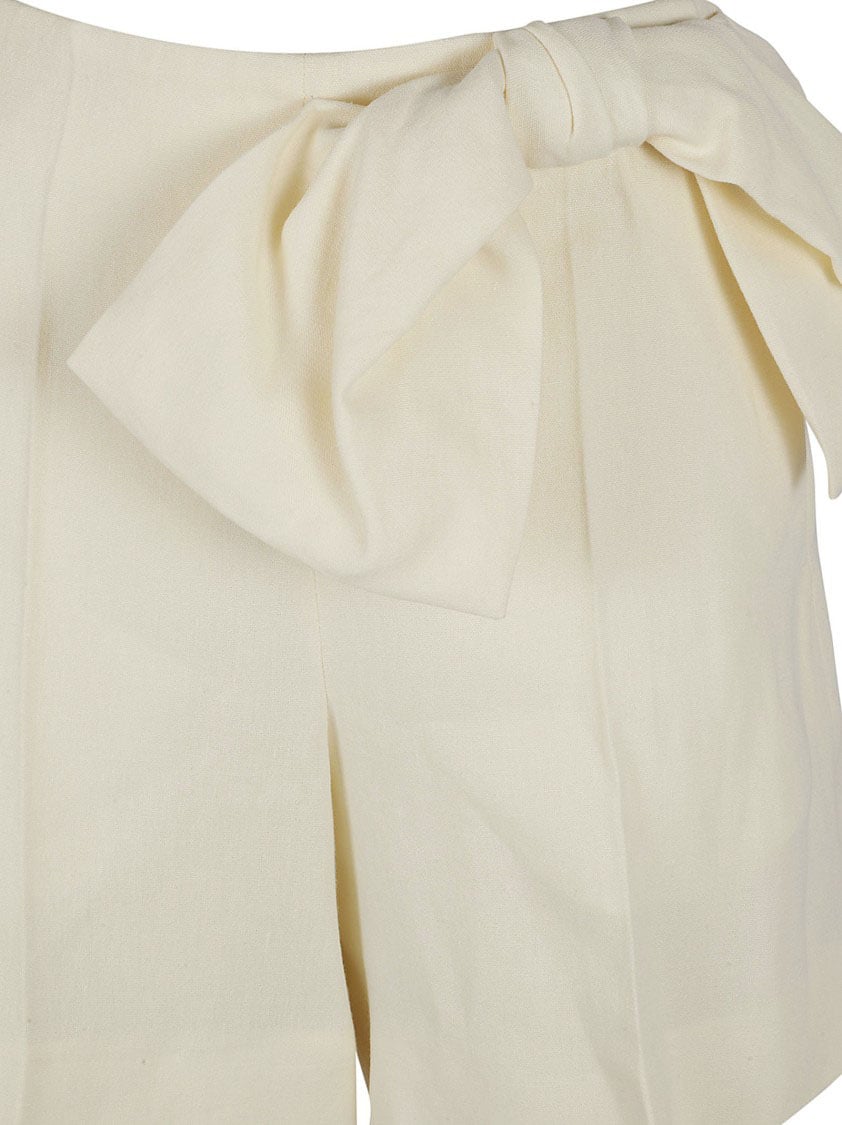 Chloé Tailored Linen Shorts With Bow Detail Grijs