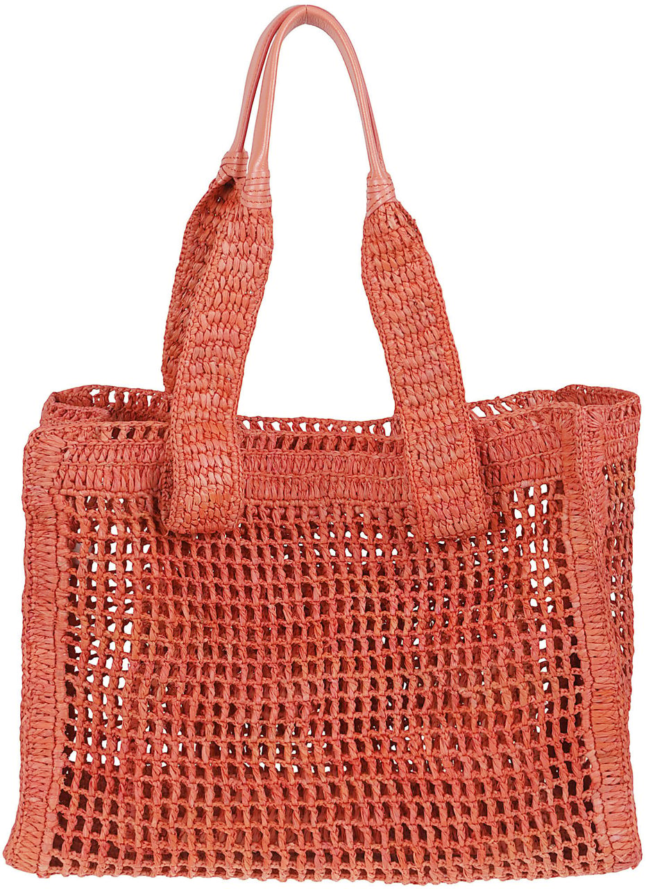 Chloé Crochet Tote Bag with Buffalo Leather Handles and Decorative Charms Bruin