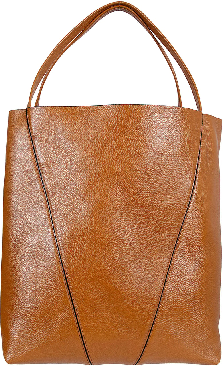 Chloé Granata Leather Tote Bag with Chain Charms Bruin