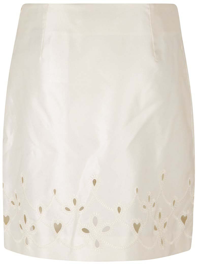 Chloé Tailored Skirt With Intricate Hem Cut-Outs Neutraal