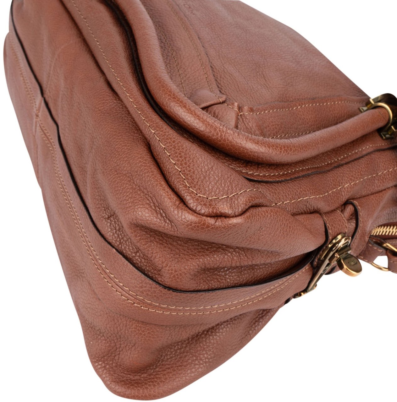 Chloé Grained Leather Paraty Shoulder Handbag Bruin
