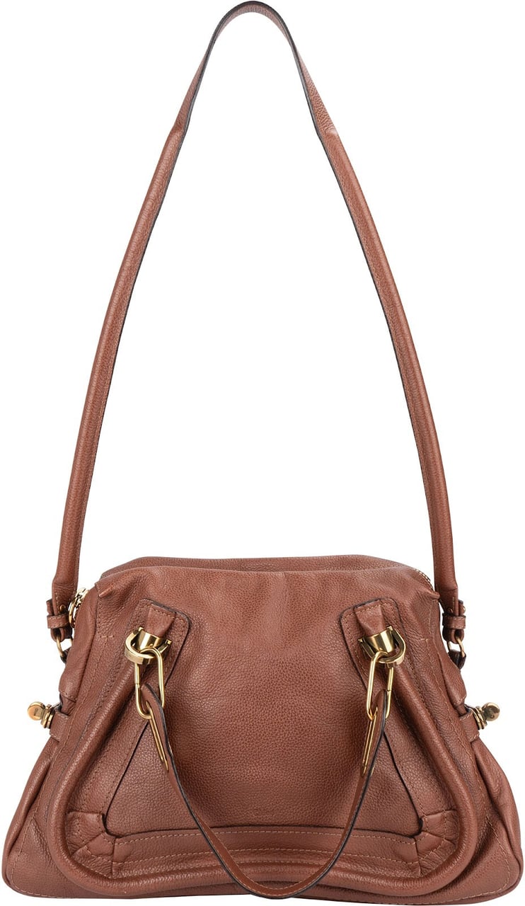 Chloé Grained Leather Paraty Shoulder Handbag Bruin