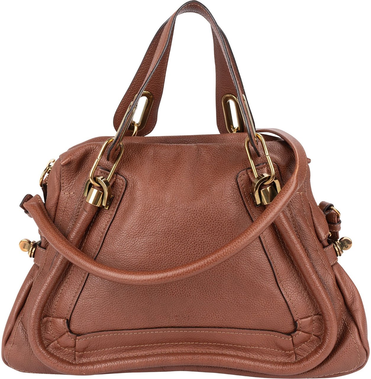 Chloé Grained Leather Paraty Shoulder Handbag Bruin