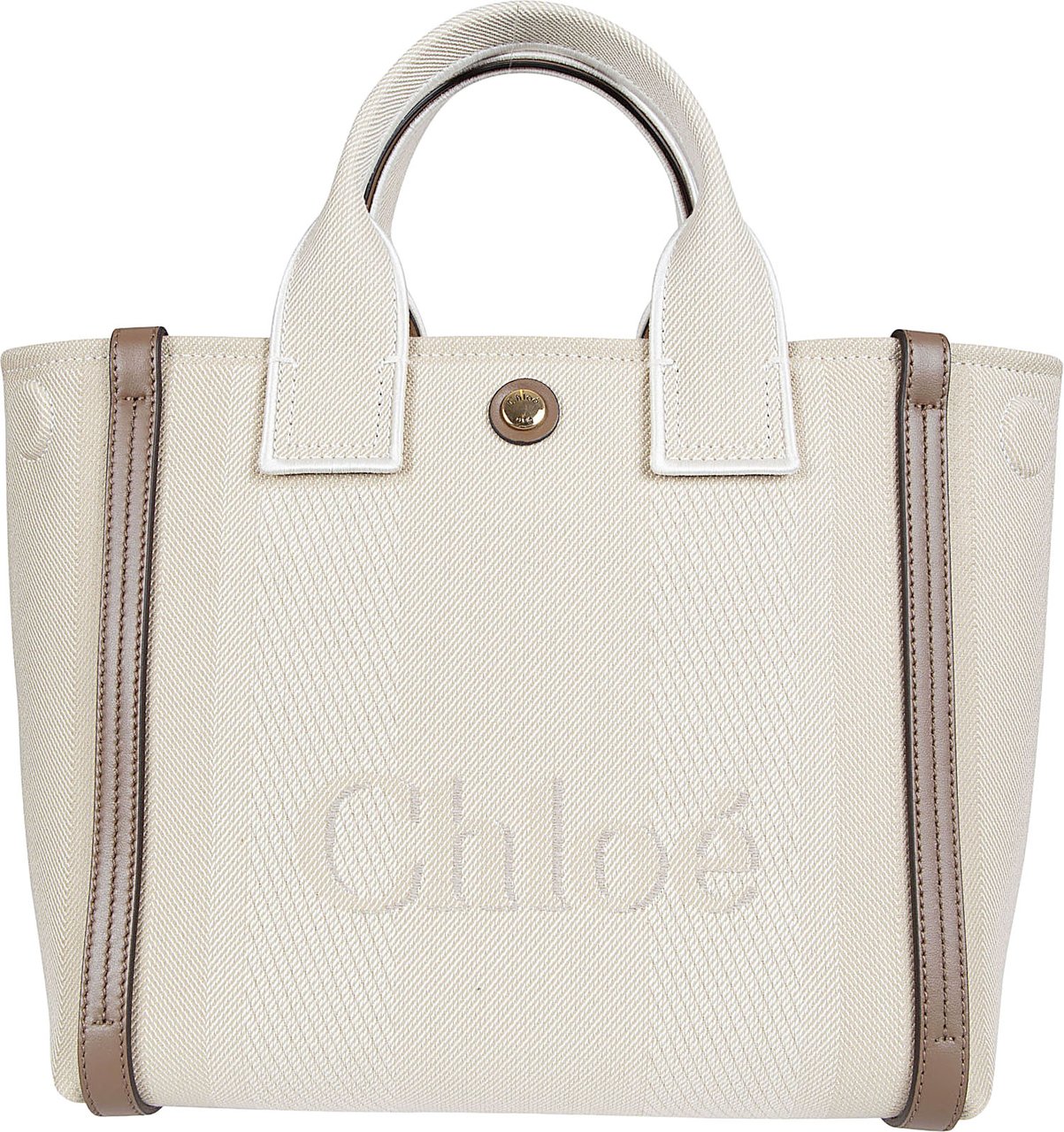 Chloé Small Structured Carry Bag with Contrasting Leather Bands Wit