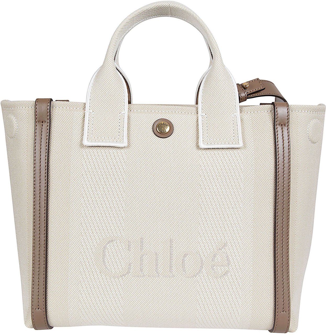 Chloé Small Structured Carry Bag with Contrasting Leather Bands Wit