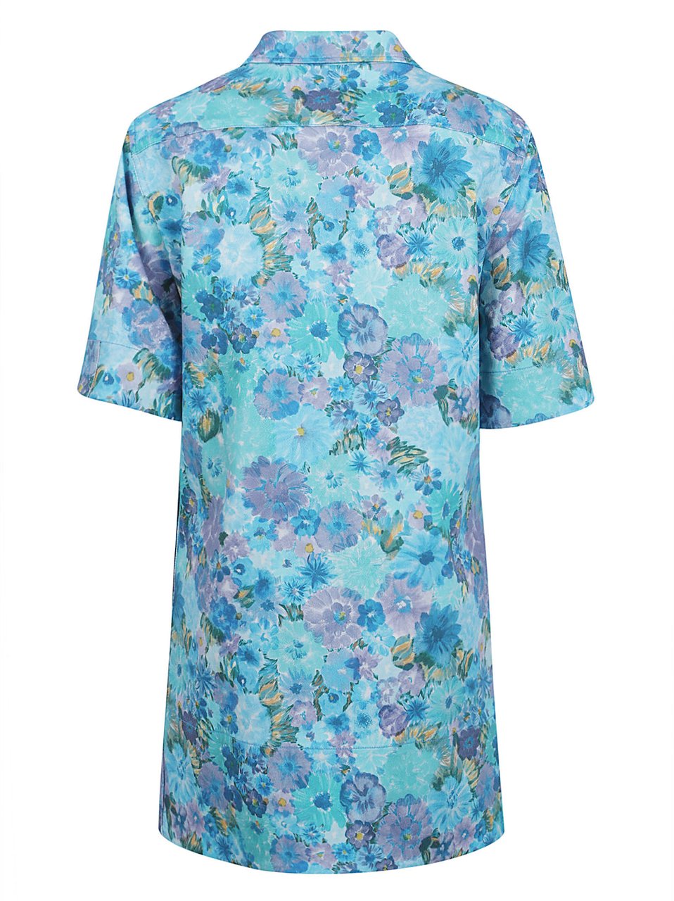 Chloé Mini Polo Dress with Daisy Print and Military Buttons Blauw
