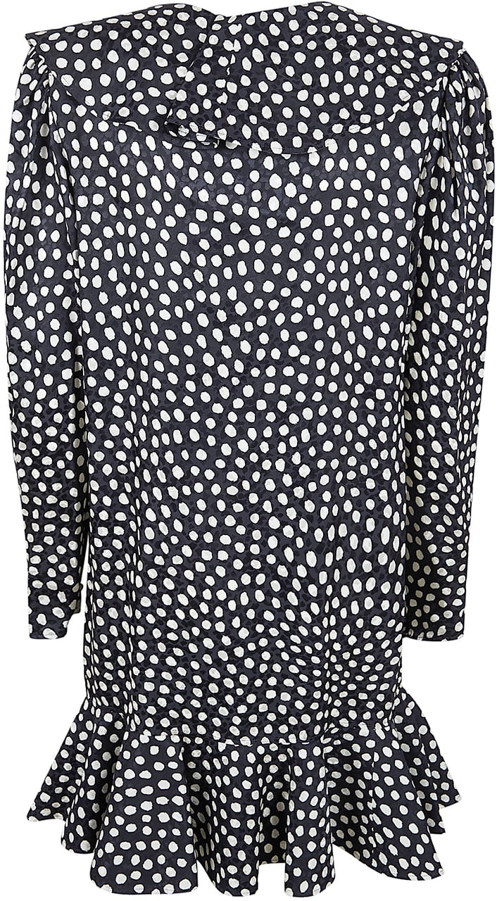 Chloé Mini Dress with Long Sleeves and Ruffled Accents Grijs