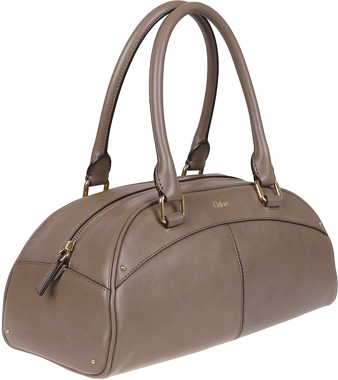 Chloé Structured Bowling Bag in Smooth Calf Leather Bruin