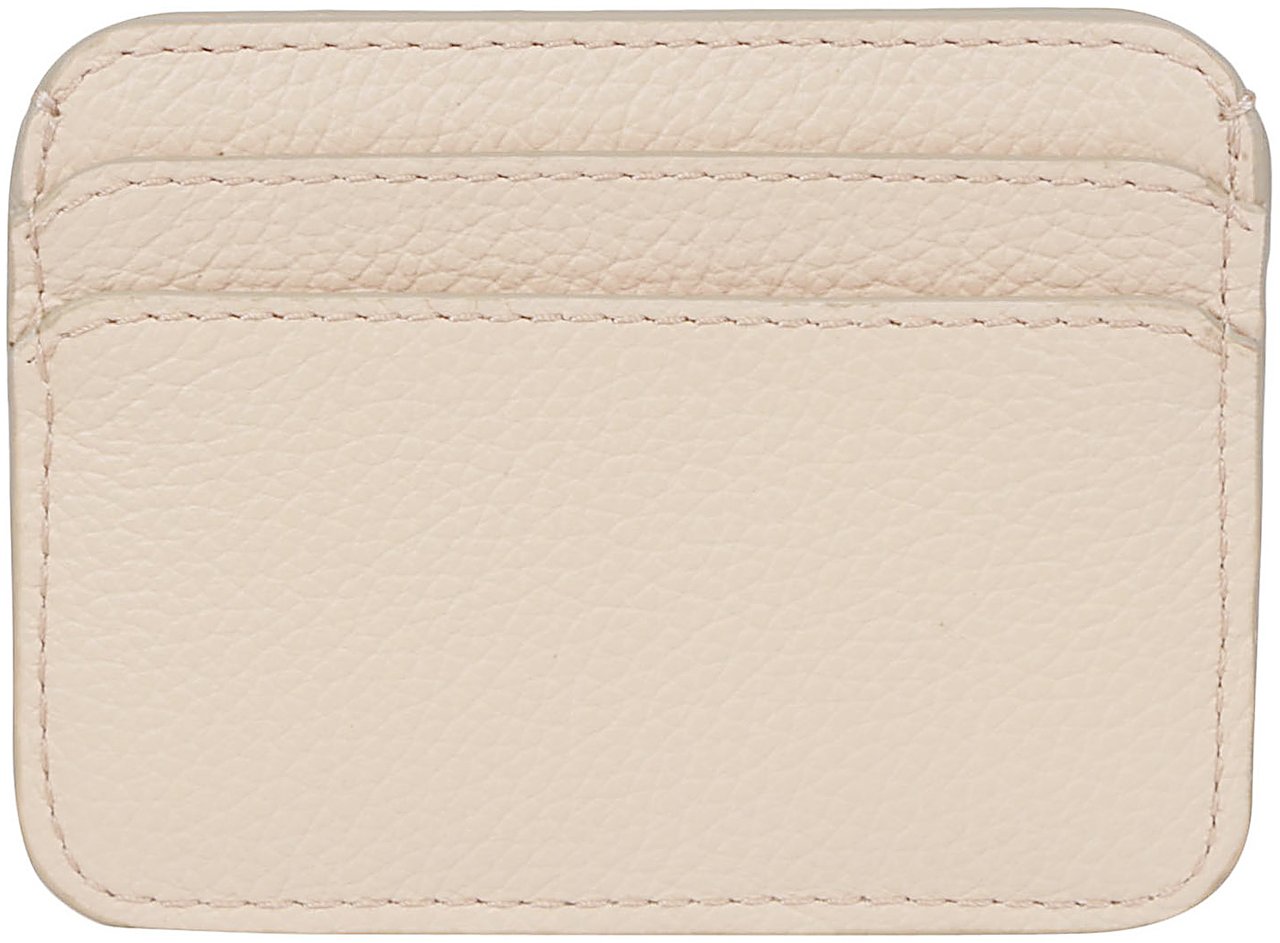 Chloé Textured Pink Calfskin Cardholder With Logo Plaque Neutraal