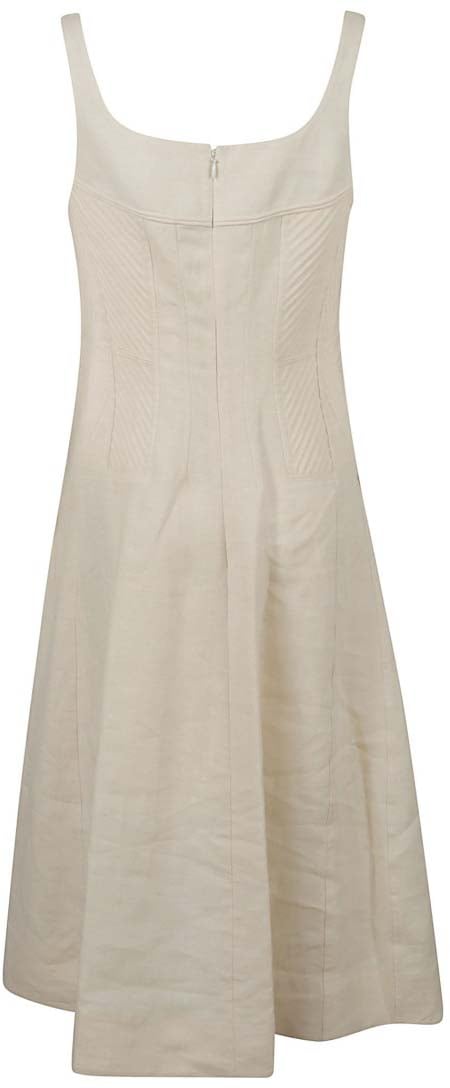 Chloé Fitted Square Neckline Dress Neutraal