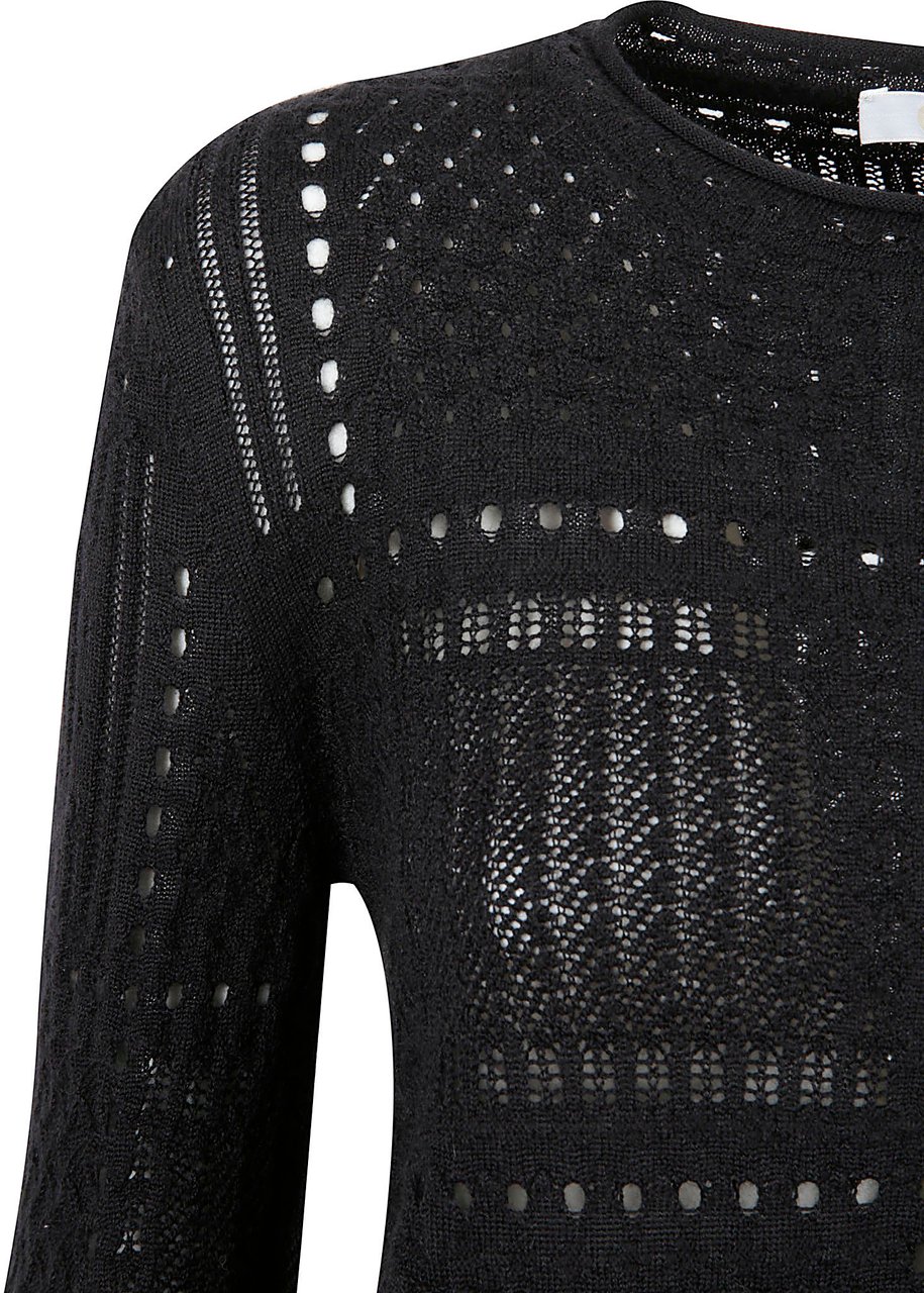 Chloé Refined Black Dress in Luxurious Wool-Cashmere-Silk Blend Zwart
