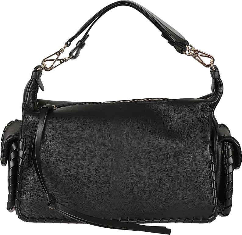 Chloé Rectangular Handbag With Braided Leather Trim Zwart