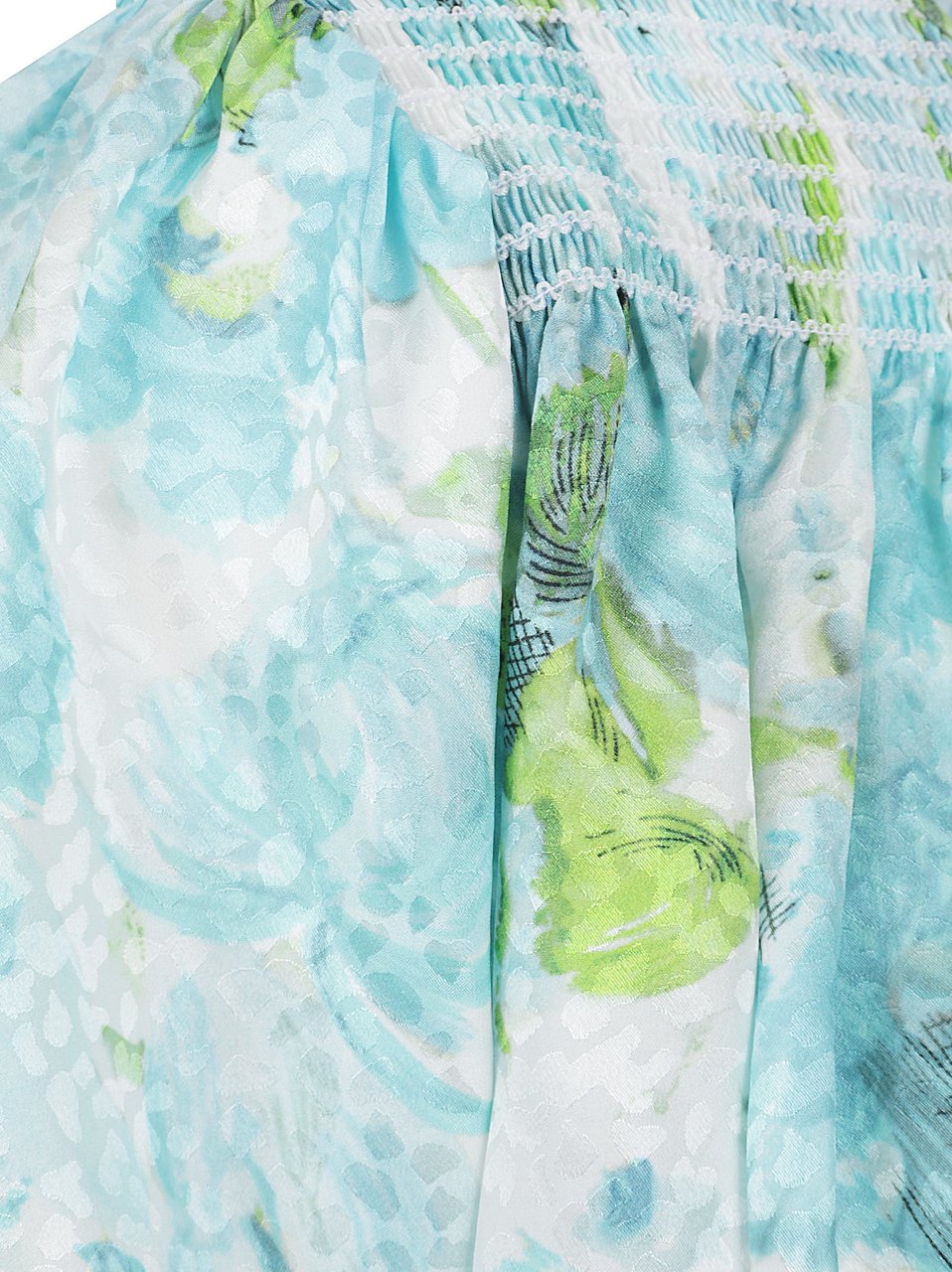 Chloé Aquatic Floral Print Cropped Silk Blouse Wit
