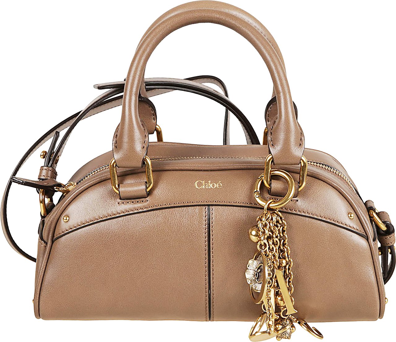 Chloé Structured Small Bowling Bag in Luxurious Calfskin Neutraal