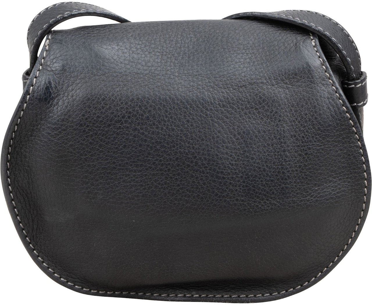 Chloé Chloé Grained Leather Mini Marcie Saddle Crossbody Bag Zwart