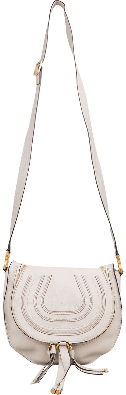 Chloé Chloé Grained Leather Zip Marcie Crossbody Bag Lichtgrijs