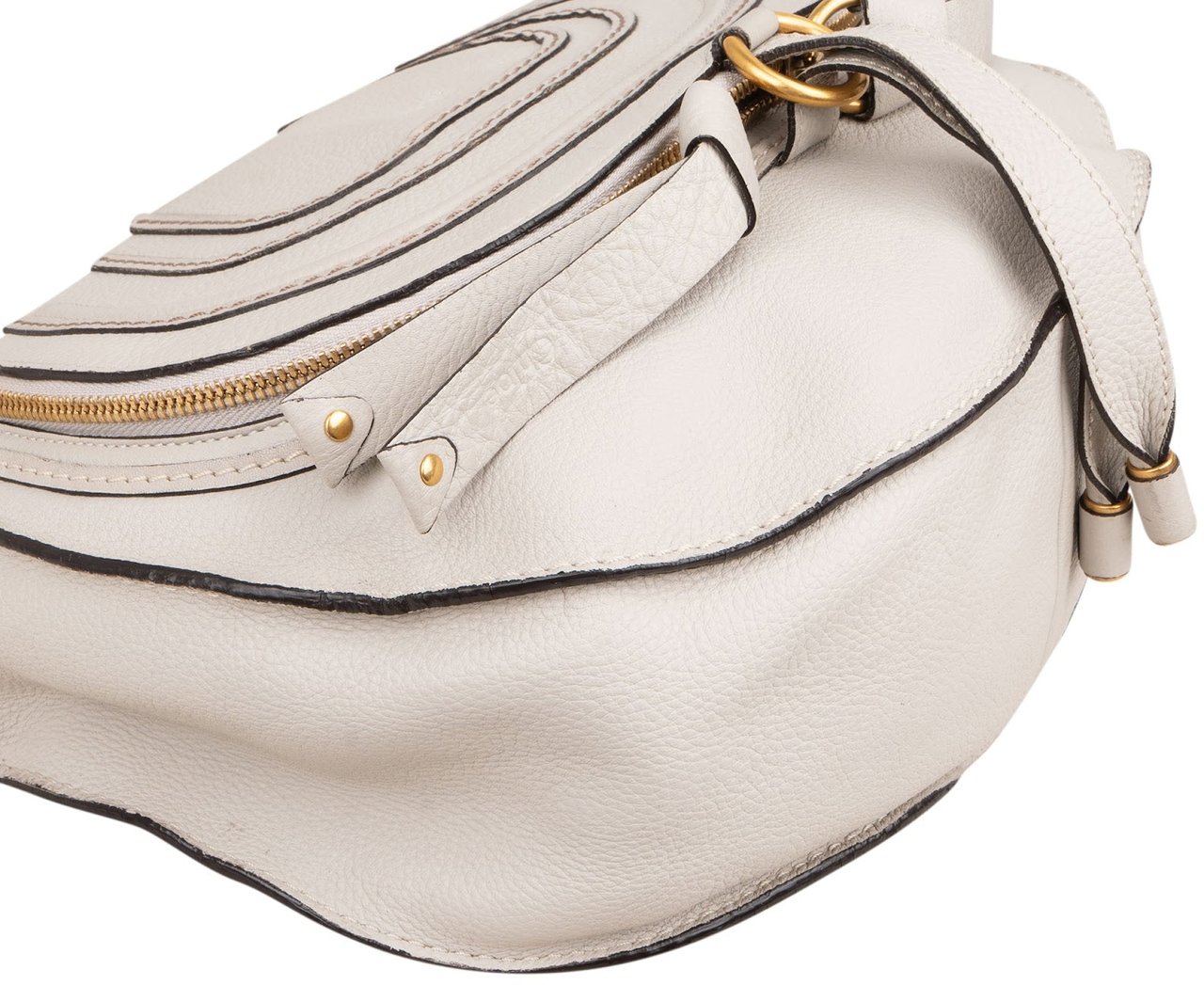Chloé Chloé Grained Leather Zip Marcie Crossbody Bag Lichtgrijs