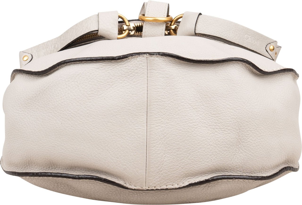 Chloé Chloé Grained Leather Zip Marcie Crossbody Bag Lichtgrijs