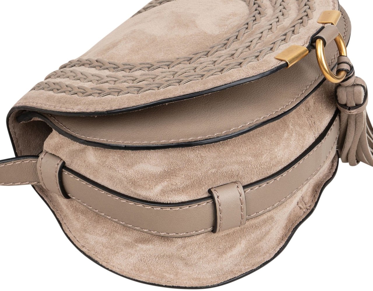 Chloé Chloé Suede Mini Marcie Saddle Crossbody Bag Taupe