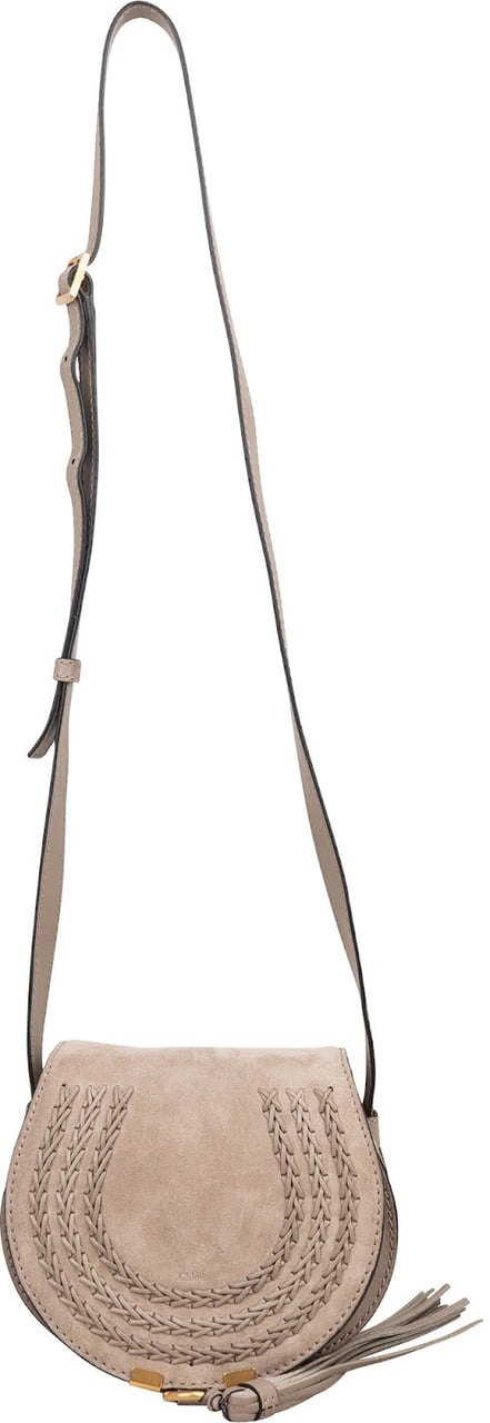 Chloé Chloé Suede Mini Marcie Saddle Crossbody Bag Taupe