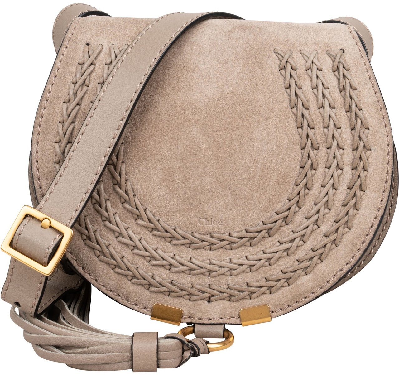 Chloé Chloé Suede Mini Marcie Saddle Crossbody Bag Taupe