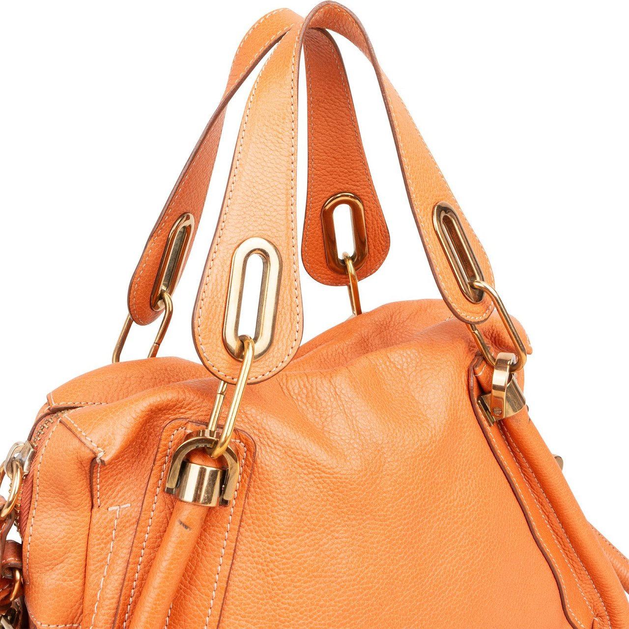 Chloé Chloé Grained Leather Paraty Handbag Oranje