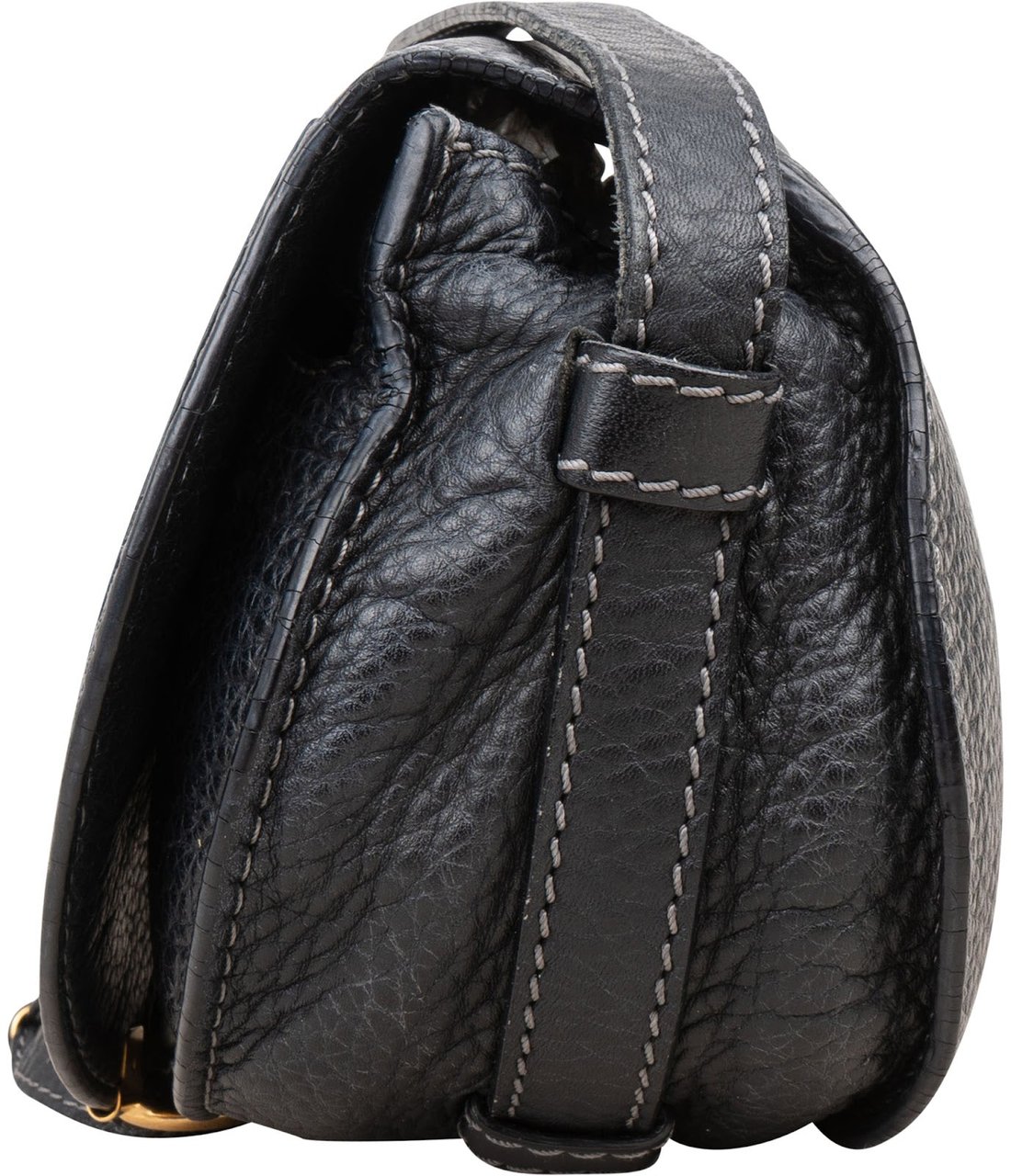 Chloé Chloé Grained Calfskin Marcie Small Saddle Crossbody Bag Zwart