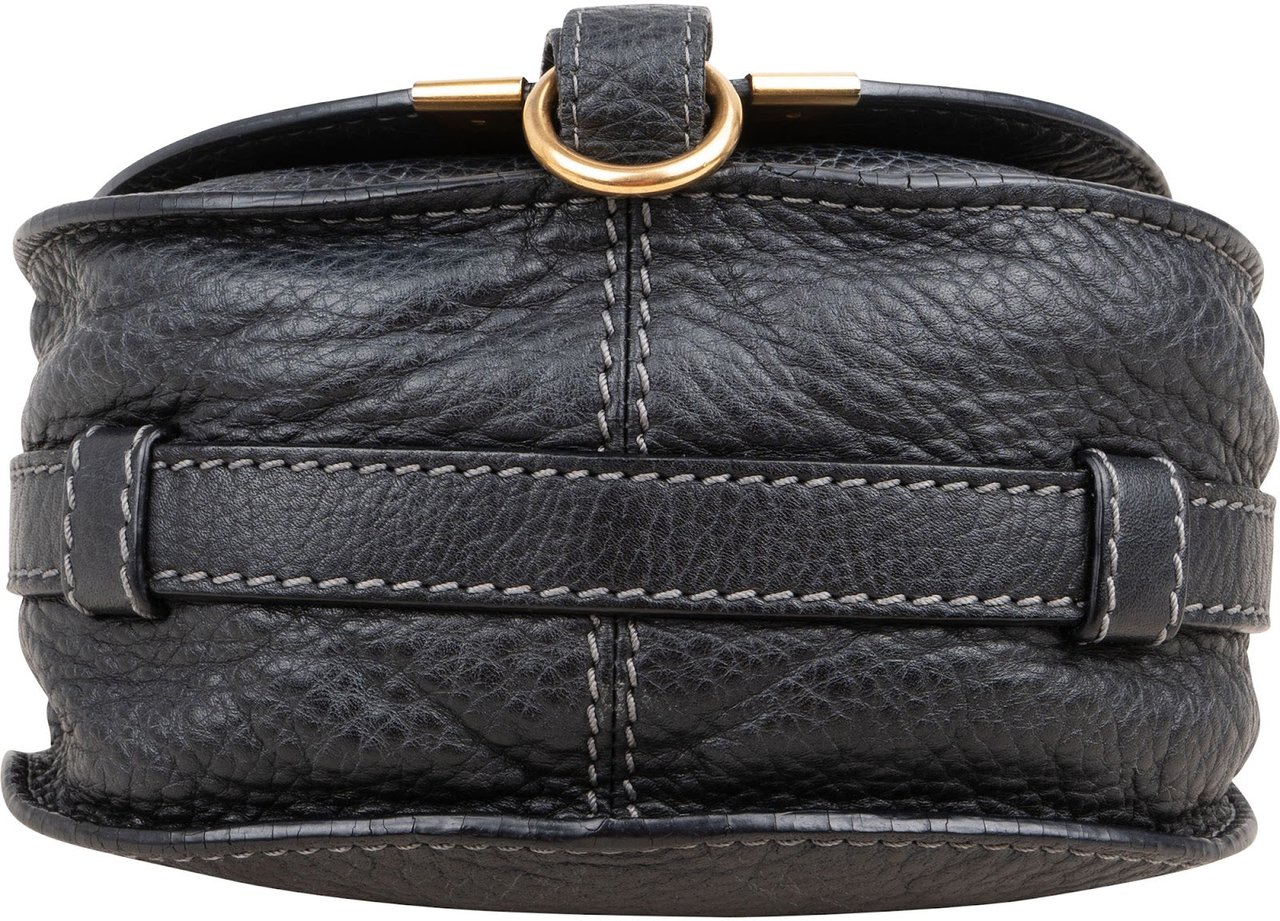 Chloé Chloé Grained Calfskin Marcie Small Saddle Crossbody Bag Zwart