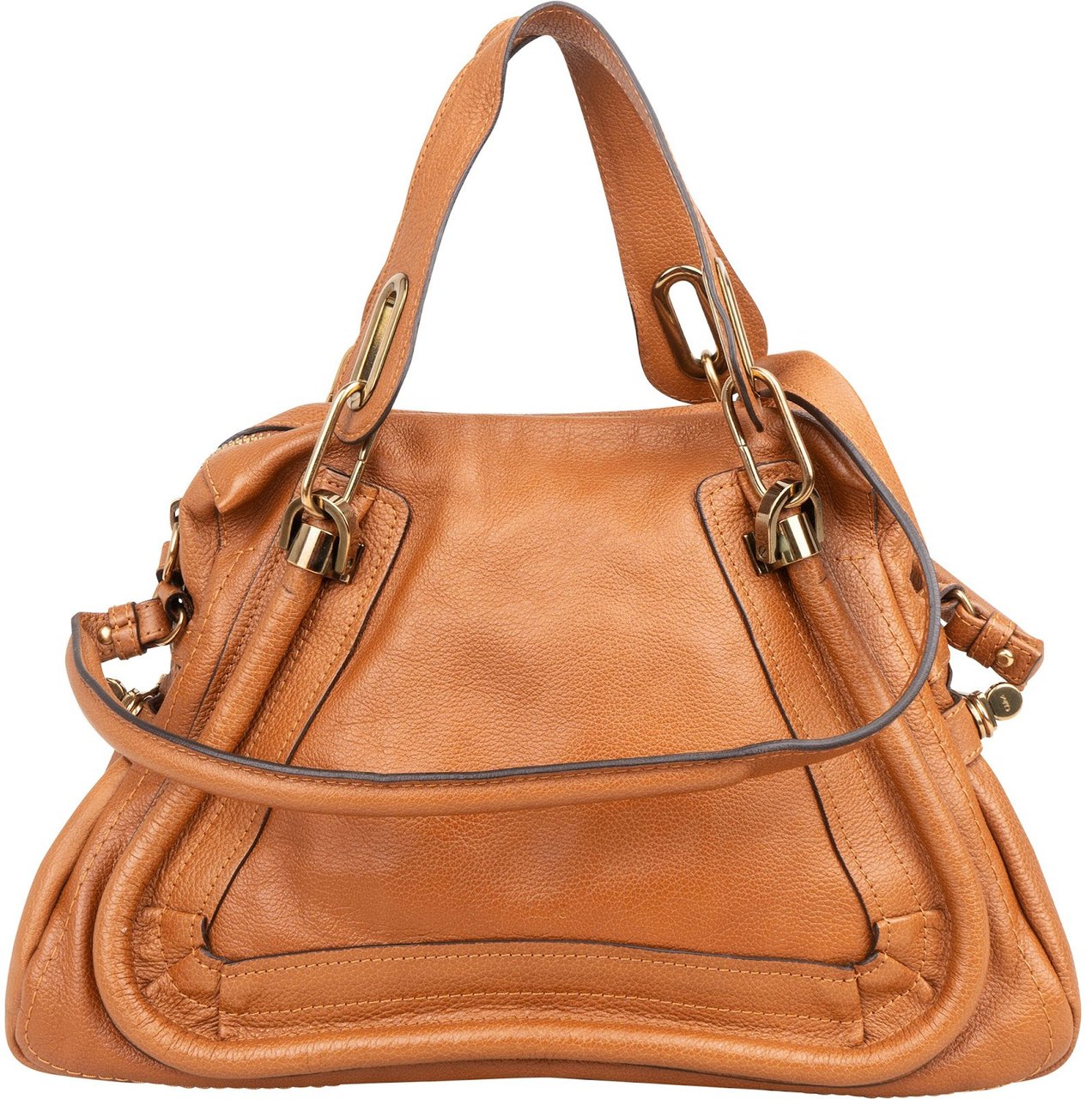 Chloé Chloé Grained Leather Paraty Handbag Bruin