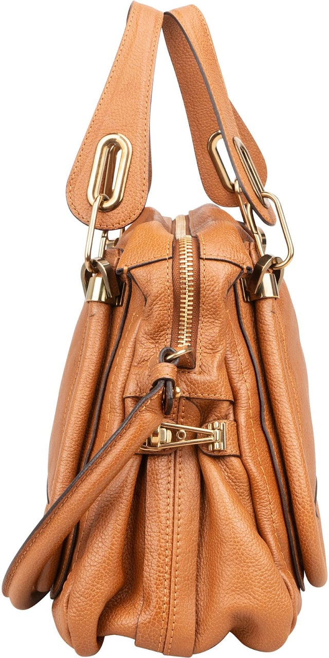 Chloé Chloé Grained Leather Paraty Handbag Bruin