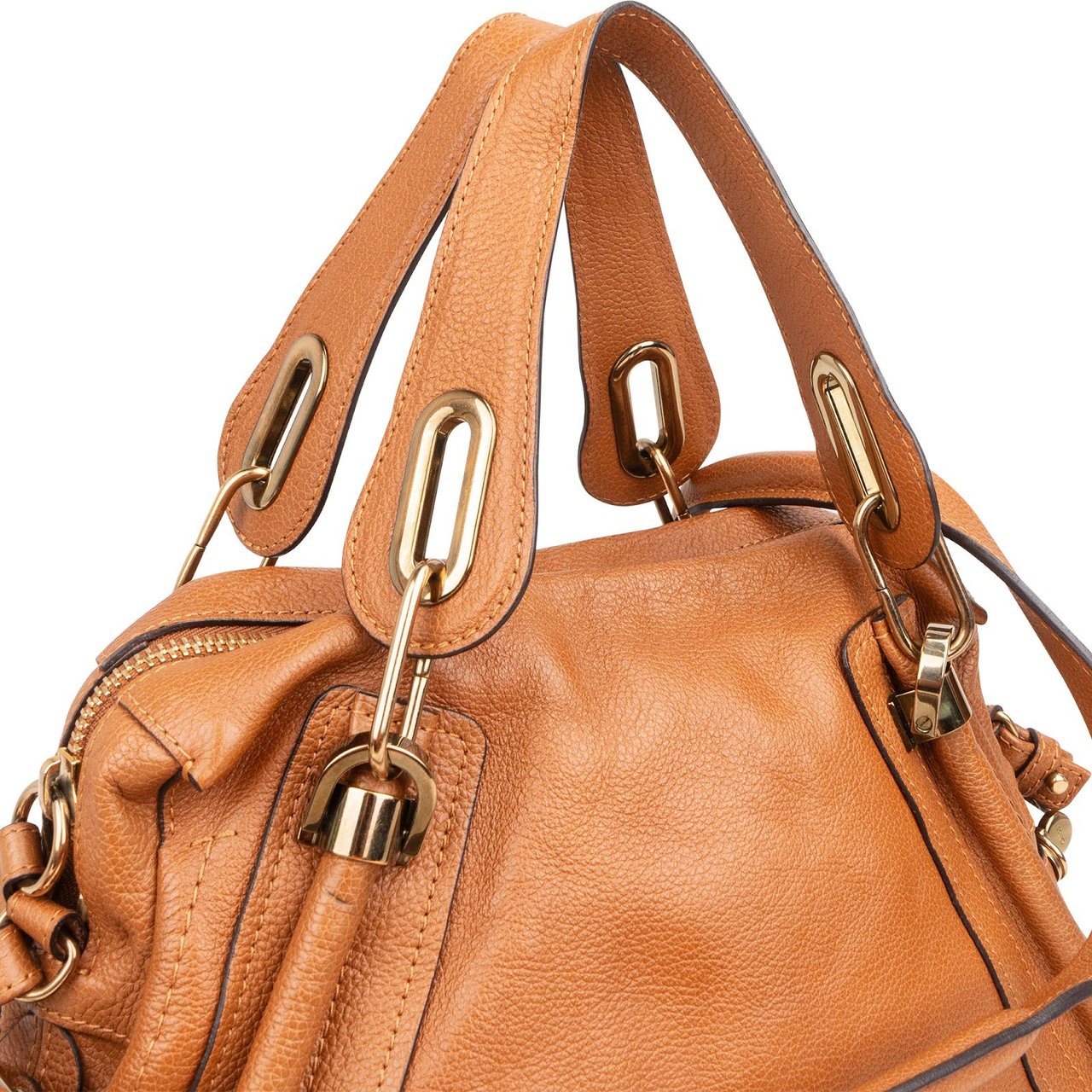 Chloé Chloé Grained Leather Paraty Handbag Bruin
