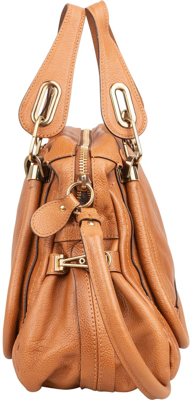 Chloé Chloé Grained Leather Paraty Handbag Bruin