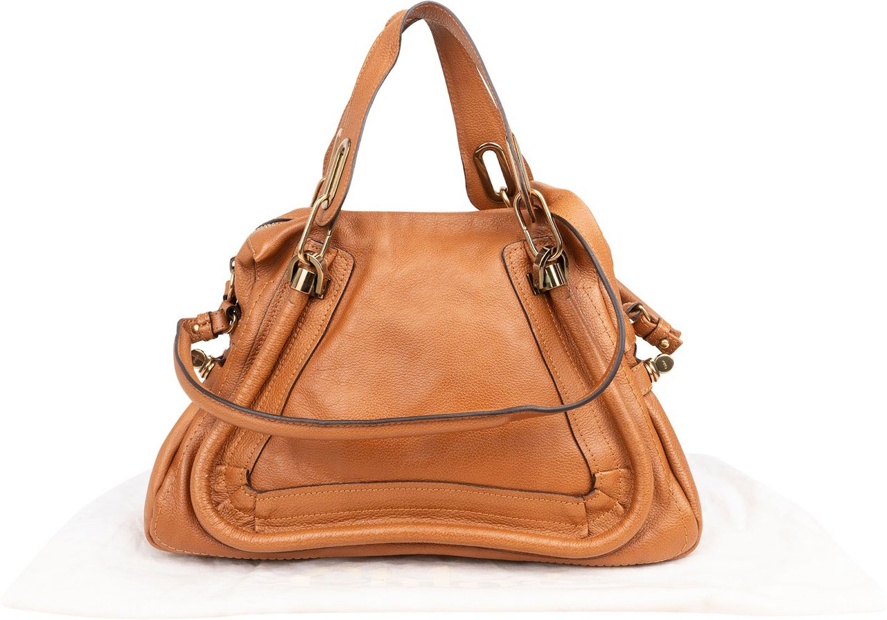 Chloé Chloé Grained Leather Paraty Handbag Bruin