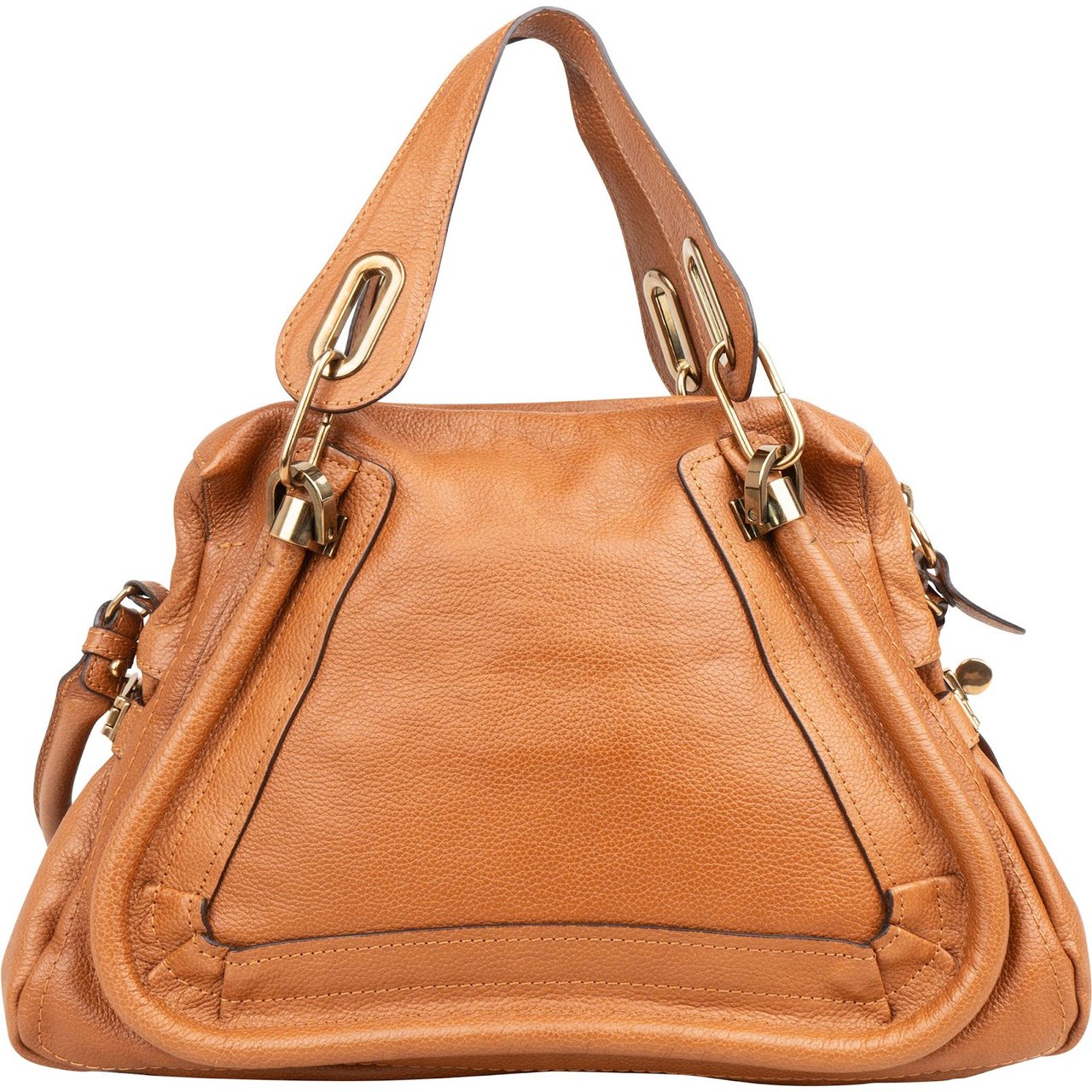 Chloé Chloé Grained Leather Paraty Handbag Bruin