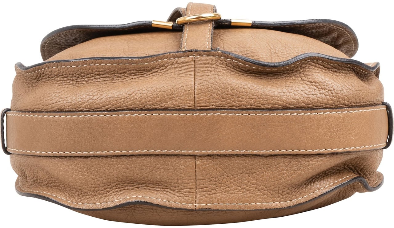 Chloé Chloé Grained Calfskin Marcie Saddle Crossbody Bag Bruin