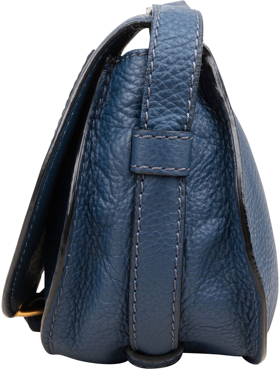 Chloé Chloé Grained Calfskin Marcie Small Saddle Crossbody Bag Blauw